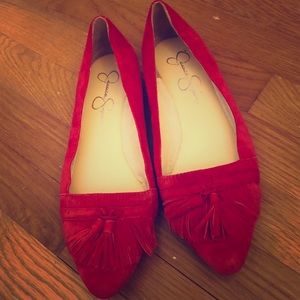 Jessica Simpson  red suede tassel loafers flats 8